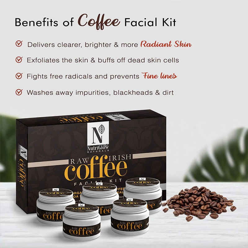 NutriGlow Naturals Raw Irish Coffee Facial Kit For Hydrate Skin & Acne Treatment - Image 3