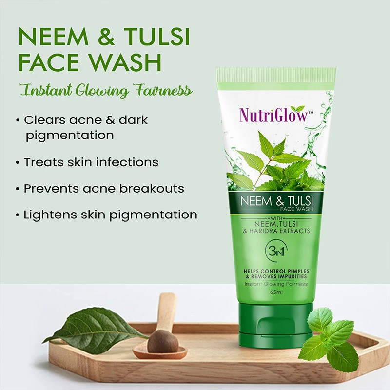NutriGlow Neem & Tulsi Face Wash For Helps Control Pimples - Image 3