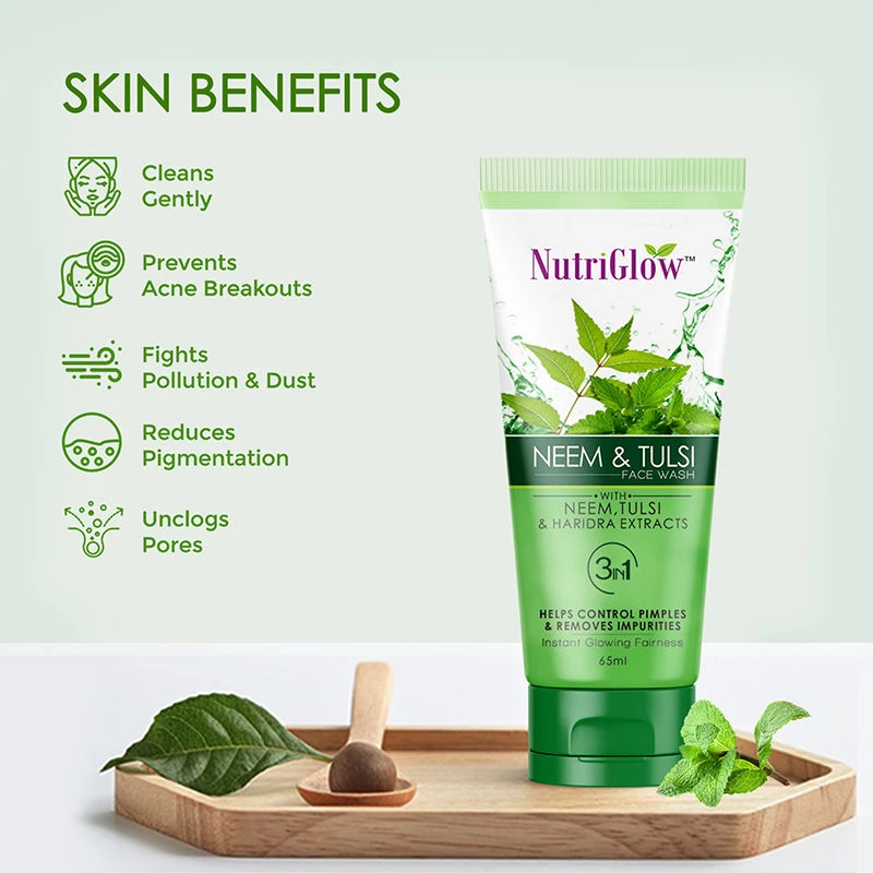 NutriGlow Neem & Tulsi Face Wash For Helps Control Pimples - Image 4