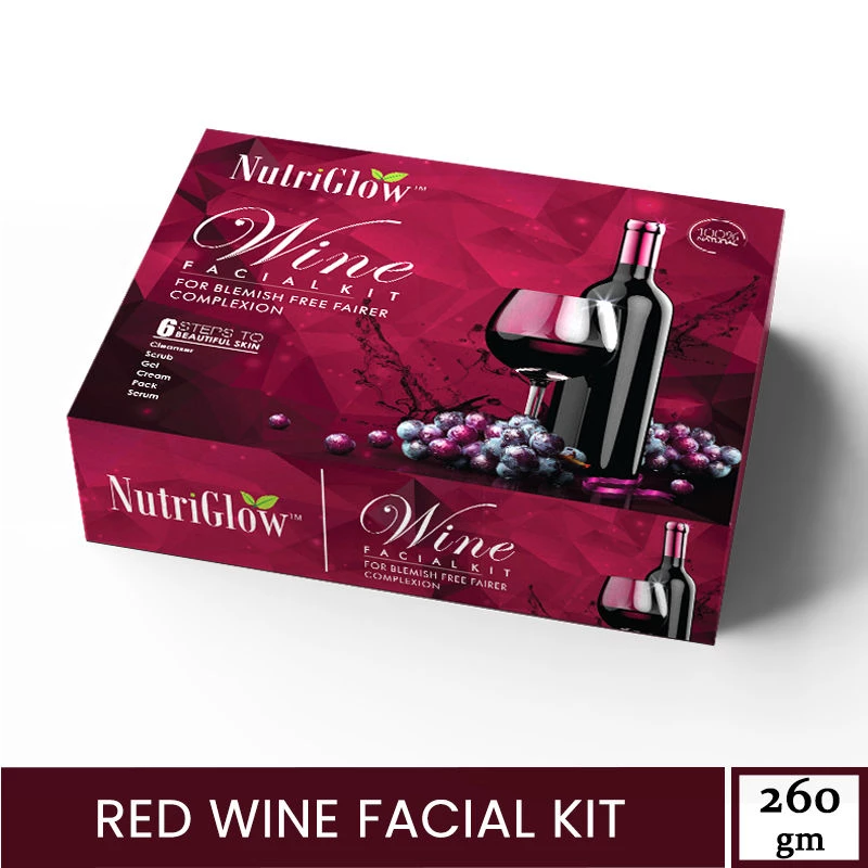 NutriGlow Wine Facial Kit For Blemish Free Fairer Complexion NutriGlow Wine Facial Kit For Blemish Free Fairer Complexion-Pack Size-260 g