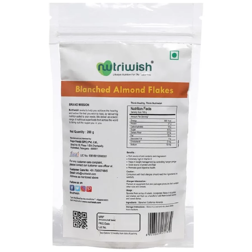 Nutriwish Blanched Almond Flakes - Image 9