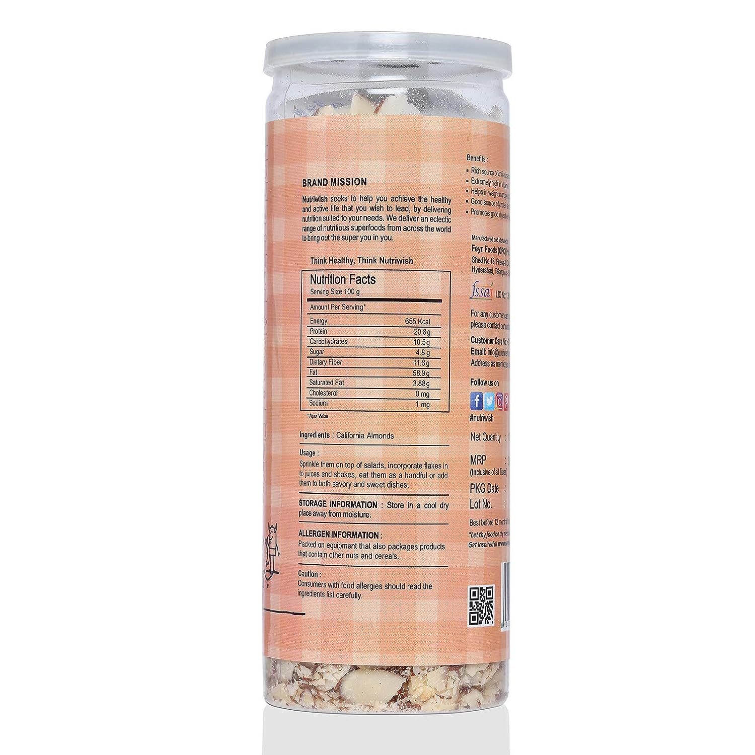Nutriwish Unblanched Almond Flakes - Image 9