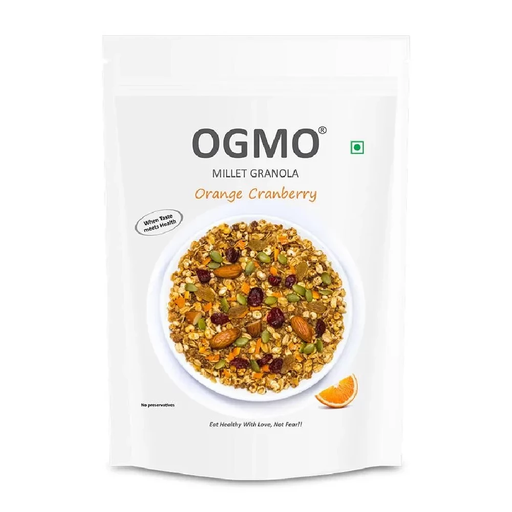 OGMO Millet Granola - Orange Cranberry, Rich In Wholegrain, Super Seeds & Indian Spices OGMO Millet Granola - Orange Cranberry, Rich In Wholegrain, Super Seeds & Indian Spices--200 g