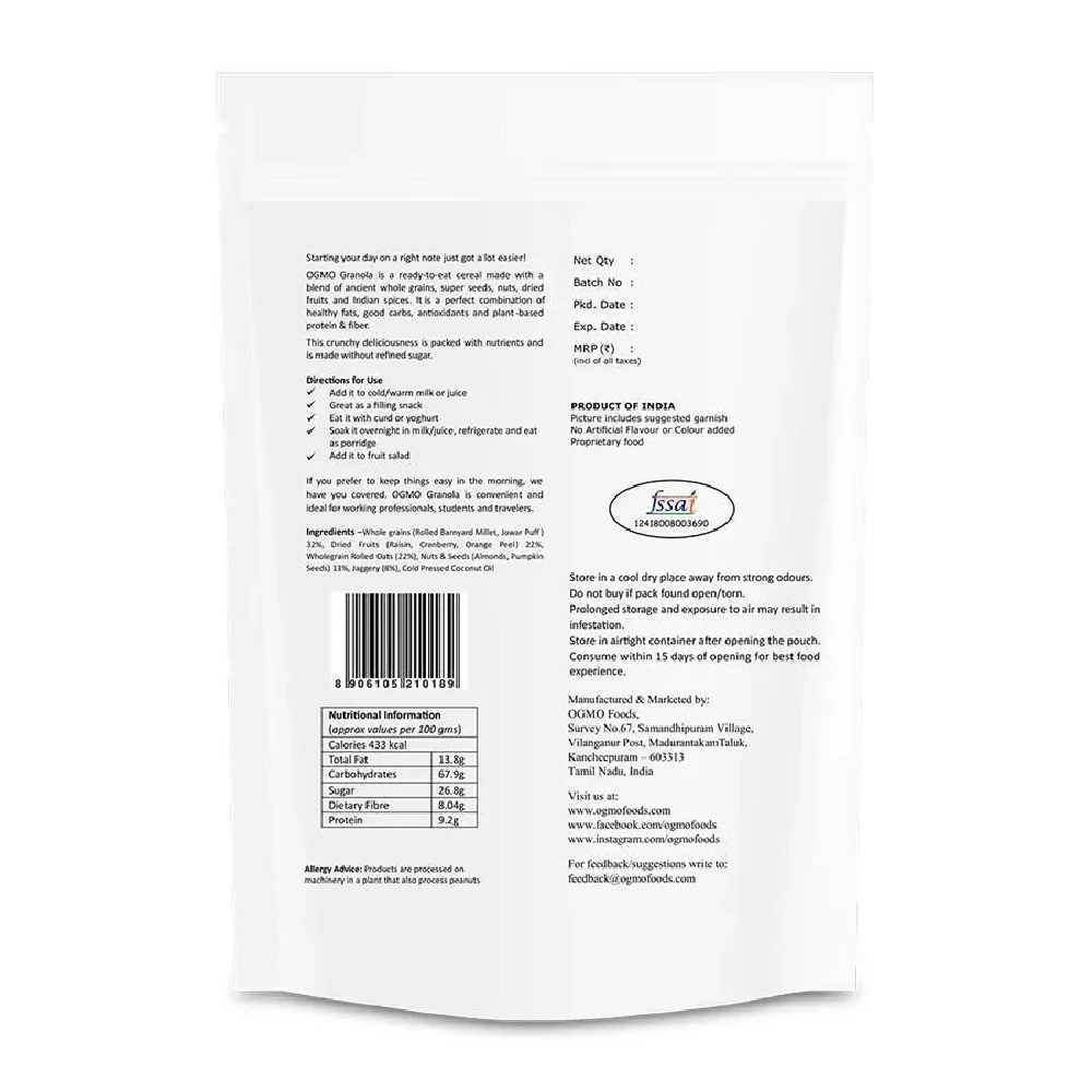 OGMO Millet Granola - Orange Cranberry, Rich In Wholegrain, Super Seeds & Indian Spices - Image 2