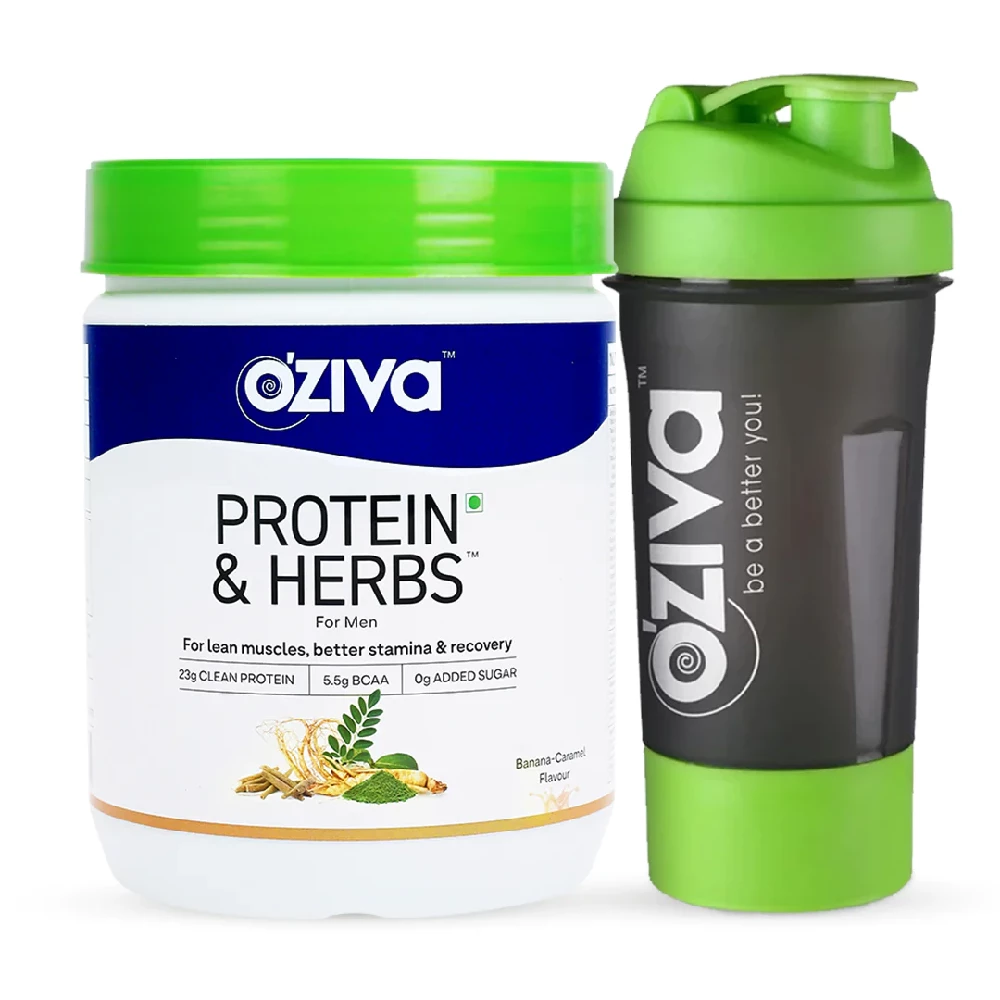 Oziva Protein & Herbs, Men, 23g Whey Protein - Banana caramel - Image 2