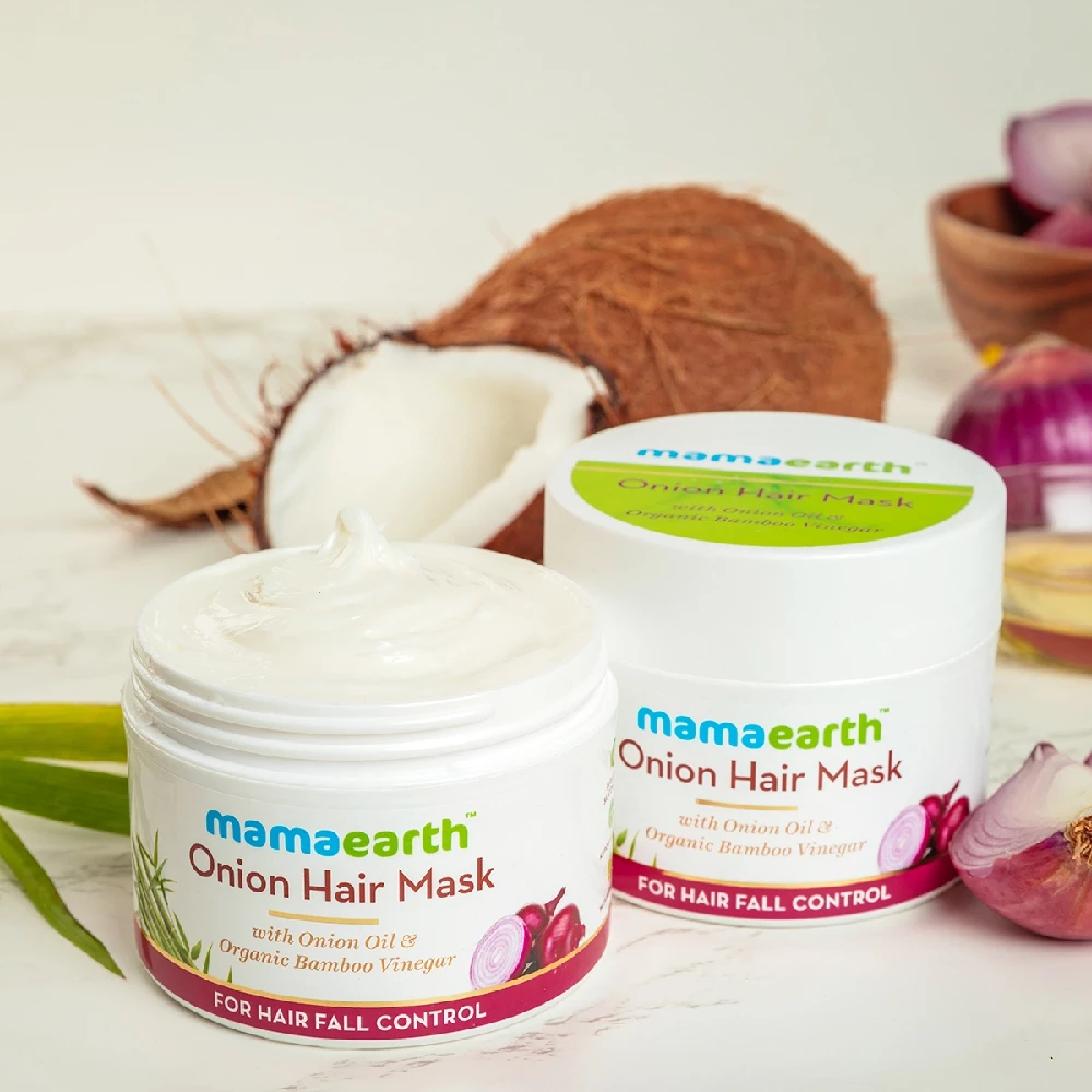 Onion Hair Mask, For Hair Fall Control, With Onion Oil and Organic Bamboo Vinegar - Image 2