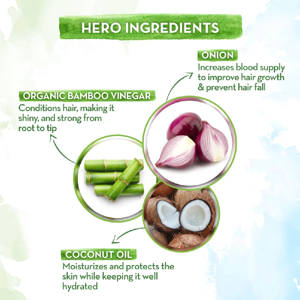 Onion Hair Mask, For Hair Fall Control, With Onion Oil and Organic Bamboo Vinegar - Image 4