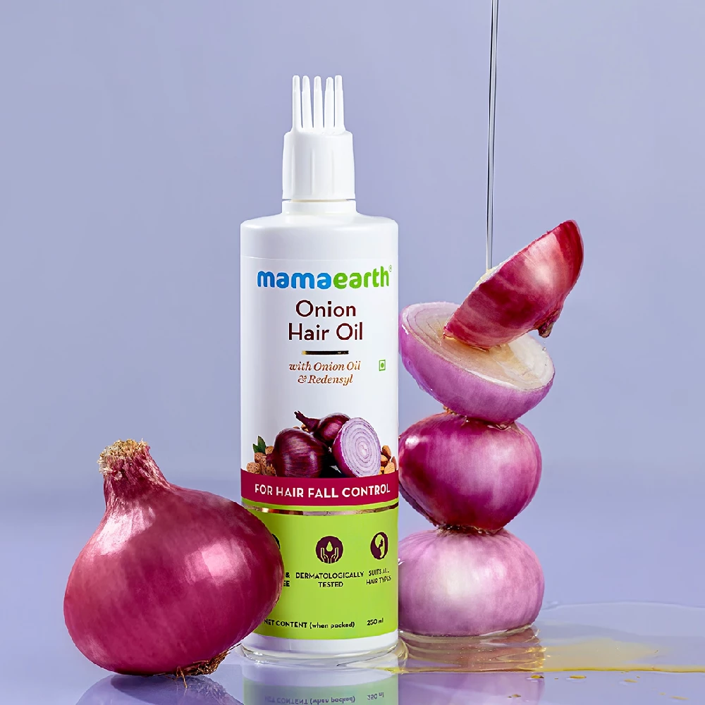 Mamaearth Onion Hair Oil | Hair Fall Control Oil | With Onion & Redensyl for Stronger Hair