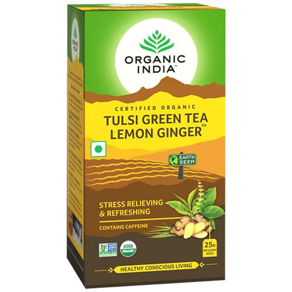 Organic India Organic Tulsi Green Tea Lemon & Ginger