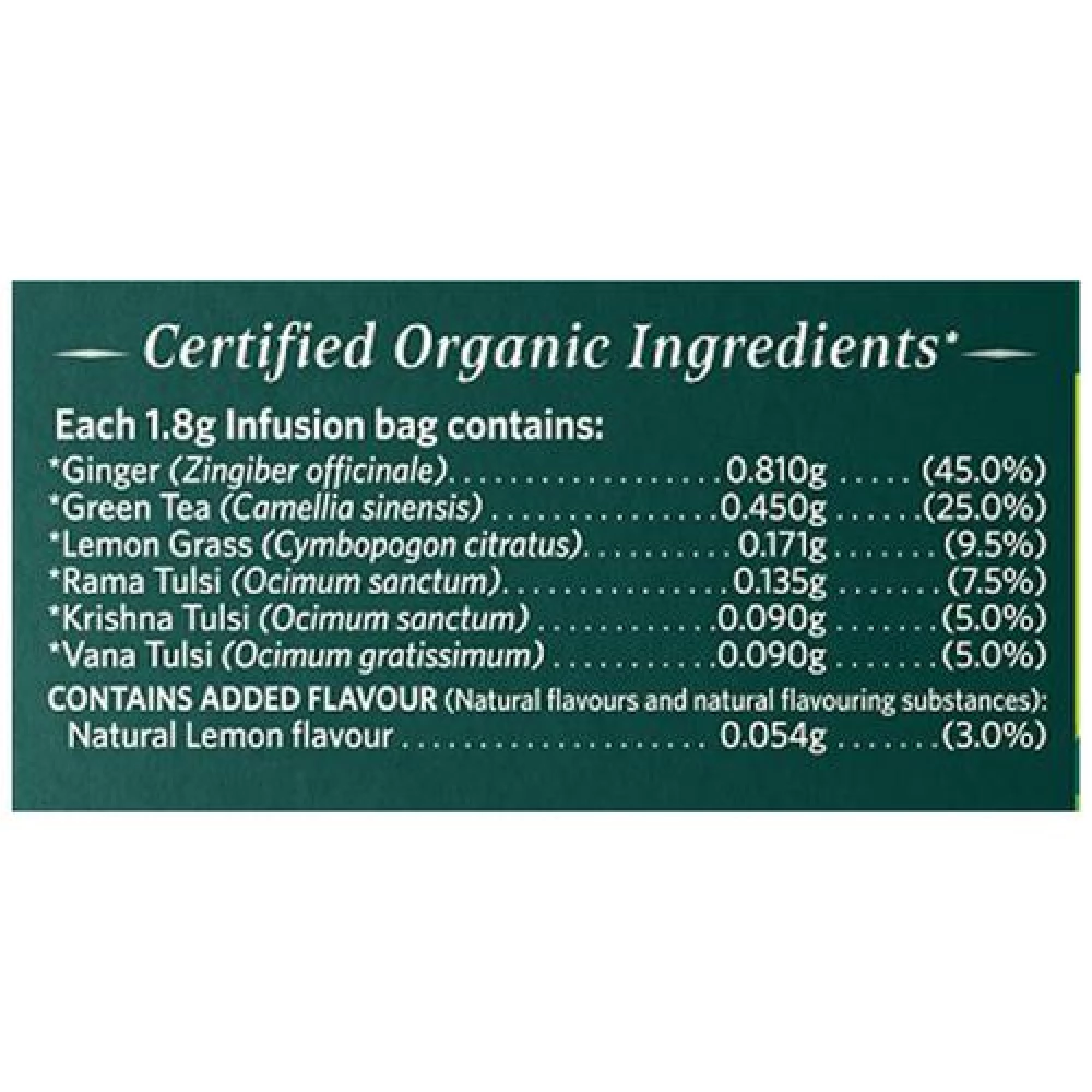Organic India Organic Tulsi Green Tea - Lemon & Ginger - Image 3