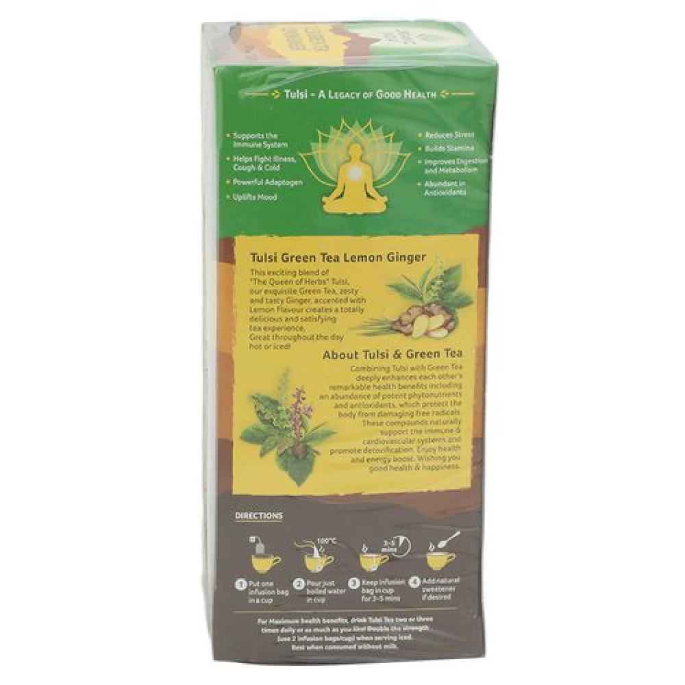 Organic India Organic Tulsi Green Tea - Lemon & Ginger - Image 6