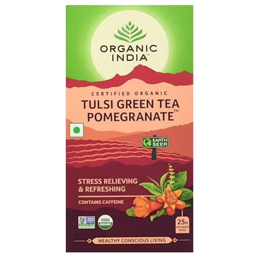 Organic India Organic Tulsi Green Tea Pomegranate