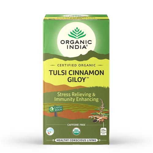 Organic India Tulsi Cinnamon Giloy Tea Stress Relieving & Immunity Enhancing