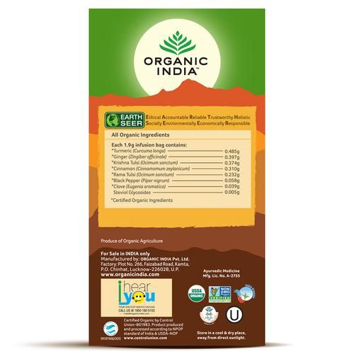 Organic India Tulsi Ginger Turmeric Tea - Stress Relieving & Harmonizing - Image 2
