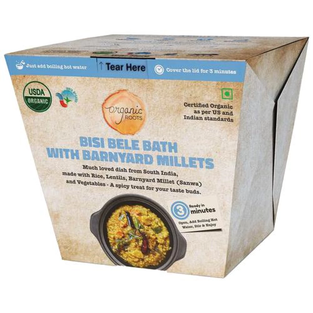 Organic Roots Bisi Bele Bath With Barnyard Millets - Instant Organic Roots Bisi Bele Bath With Barnyard Millets - Instant--55 g (Pack of 2)