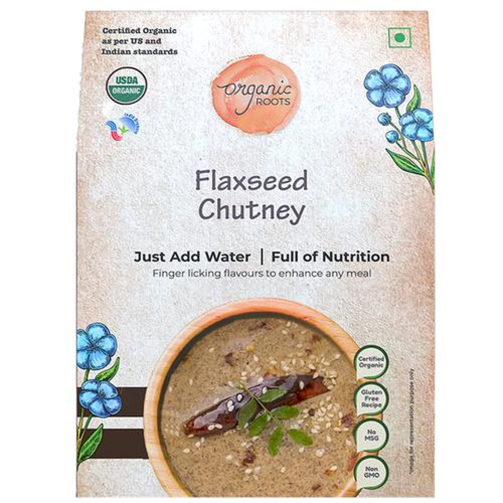 Organic Roots Flaxseed Instant Chutney Powder -  Vegan Organic Roots Flaxseed Instant Chutney Powder -  Vegan--30 g (Pack of 2)