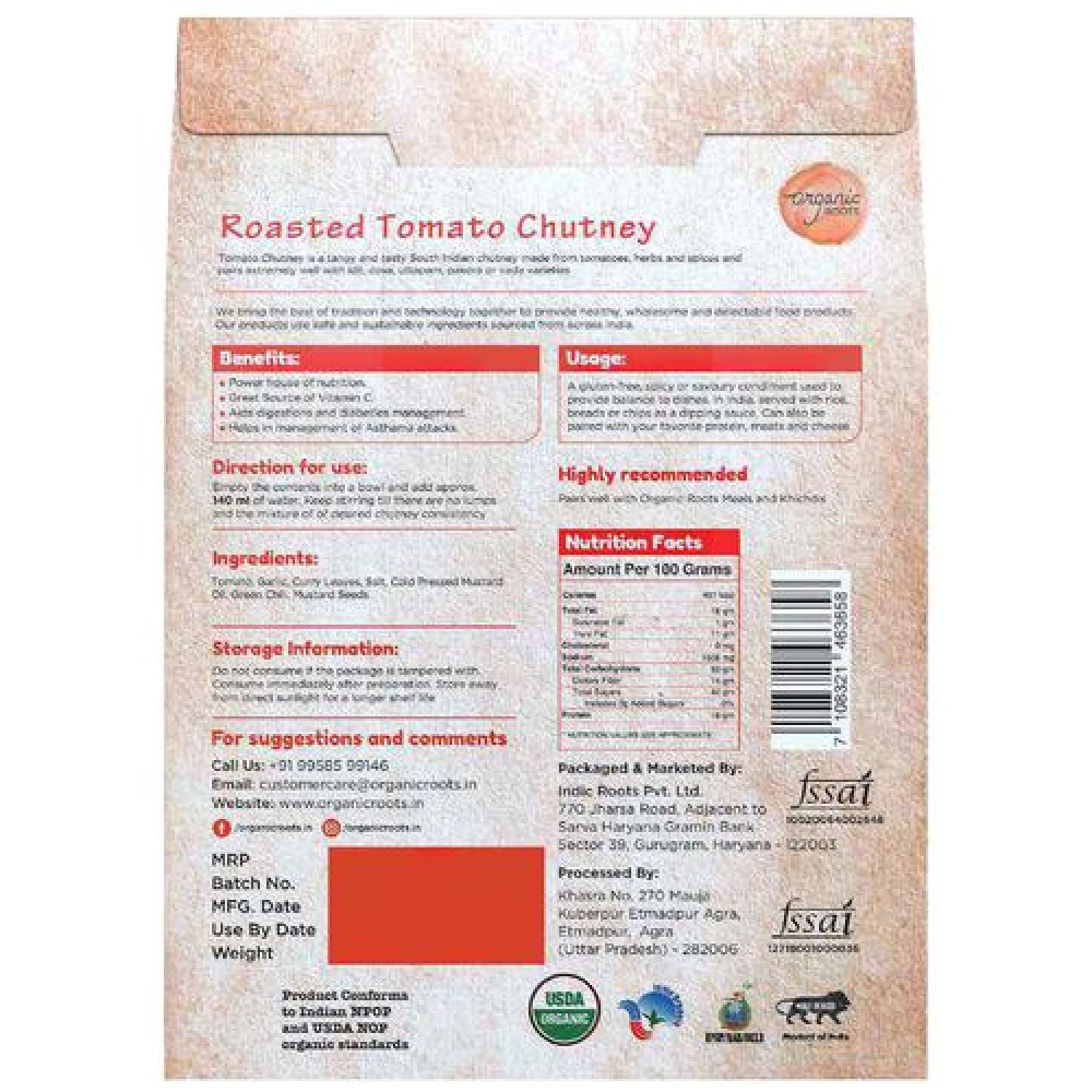 Organic Roots Roasted Tomato Chutney - Traditional Flavours - Image 3