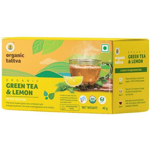 Organic Tattva Green Tea & Lemon Organic Tattva Green Tea & Lemon--40 g (20 Bags x 2 g each)