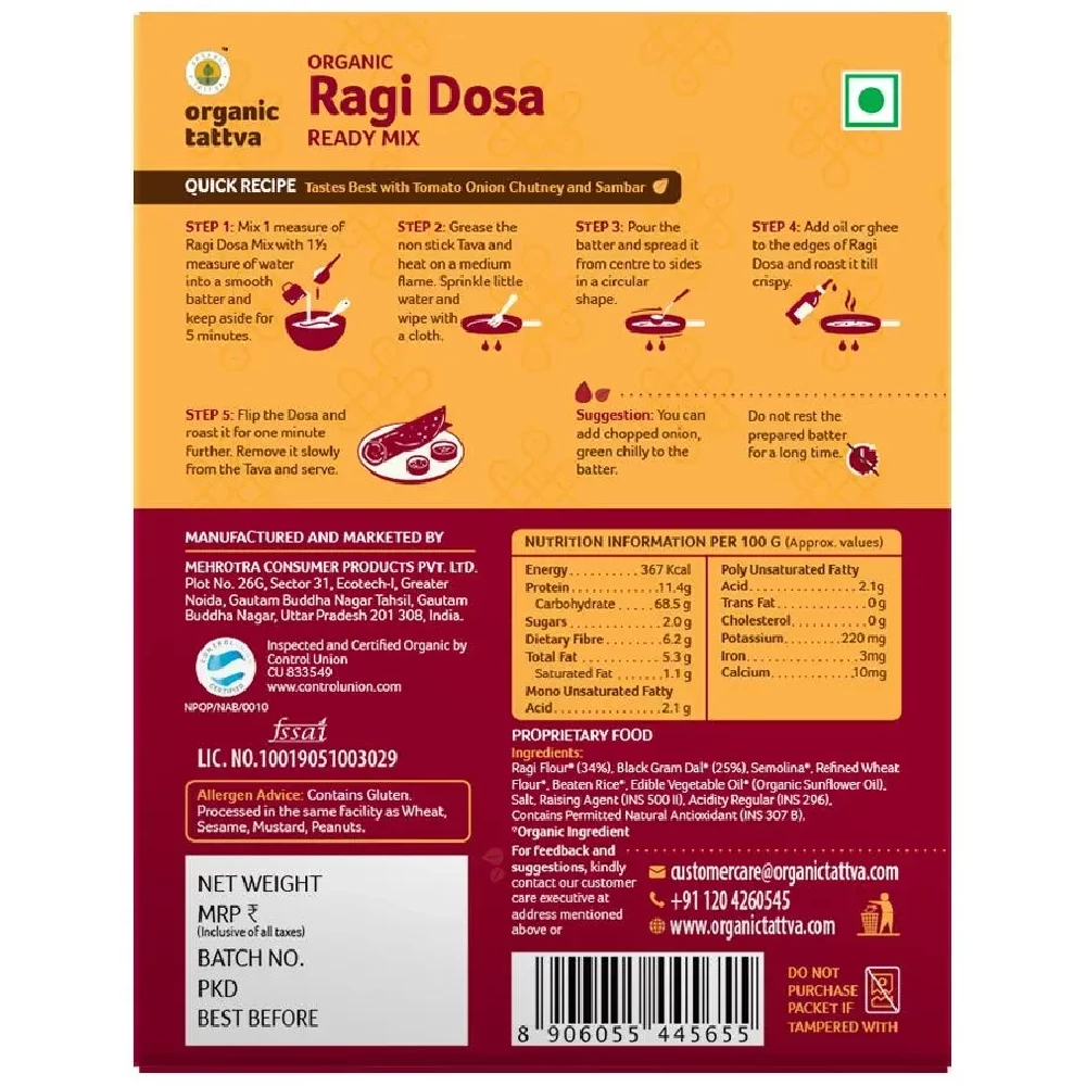 Organic Tattva Organic Ragi Dosa Ready Mix - Image 2