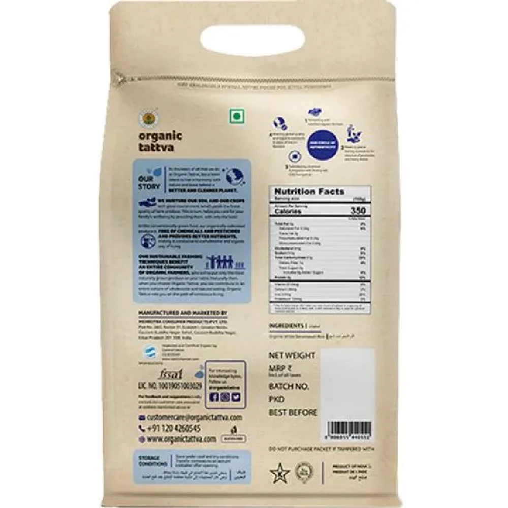 Organic Tattva Organic White Sonamasuri Rice Polished - Image 2