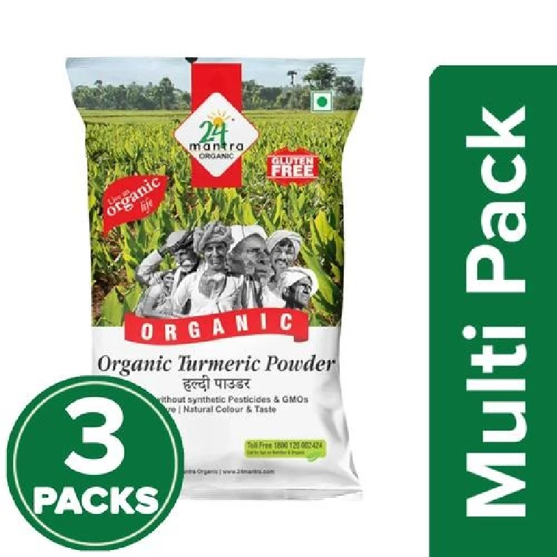 24 Mantra Organic Turmeric Powder (Pack of 3) 24 Mantra Organic Turmeric Powder (Pack of 3)-Pack Size-3X100 g