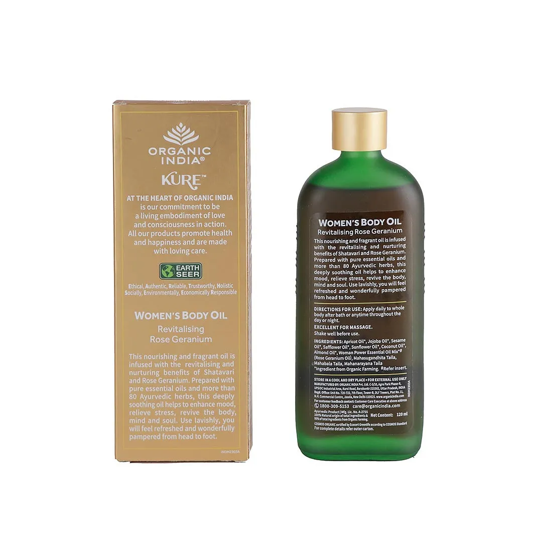 Organic India Women's Body Oil Rose Geranium - Image 2