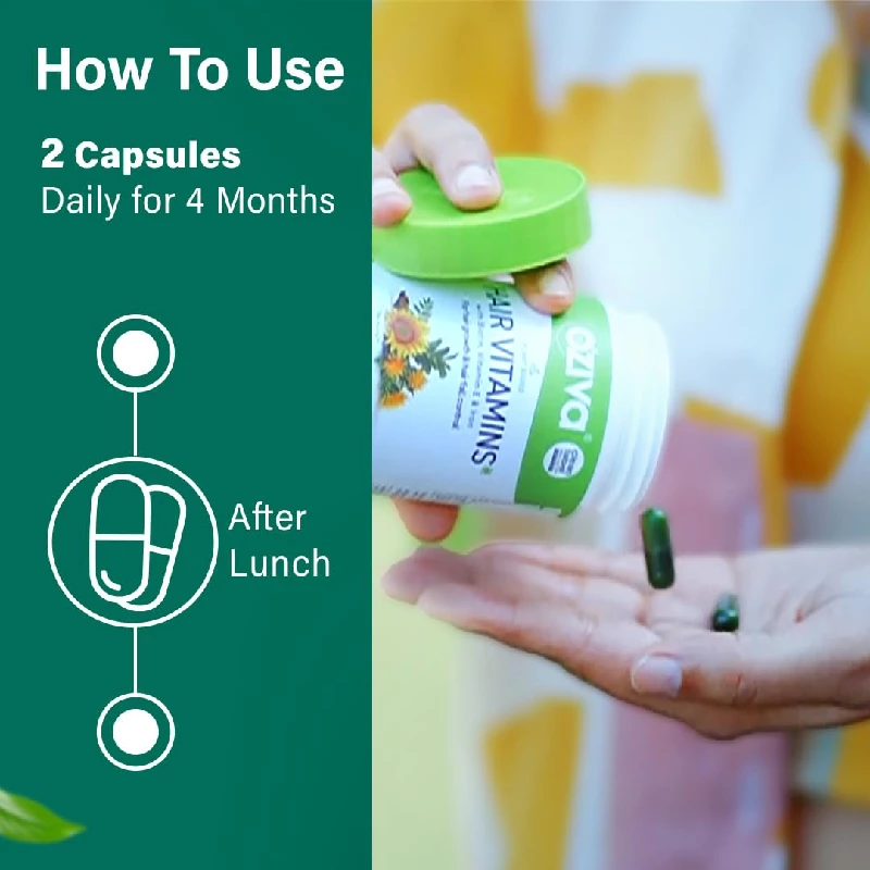 OZiva Hair Vitamins with Biotin, Iron & Vitamin E | Daily Hair Nutrition Capsules | DHT Blocker & Omega 3 Support-3