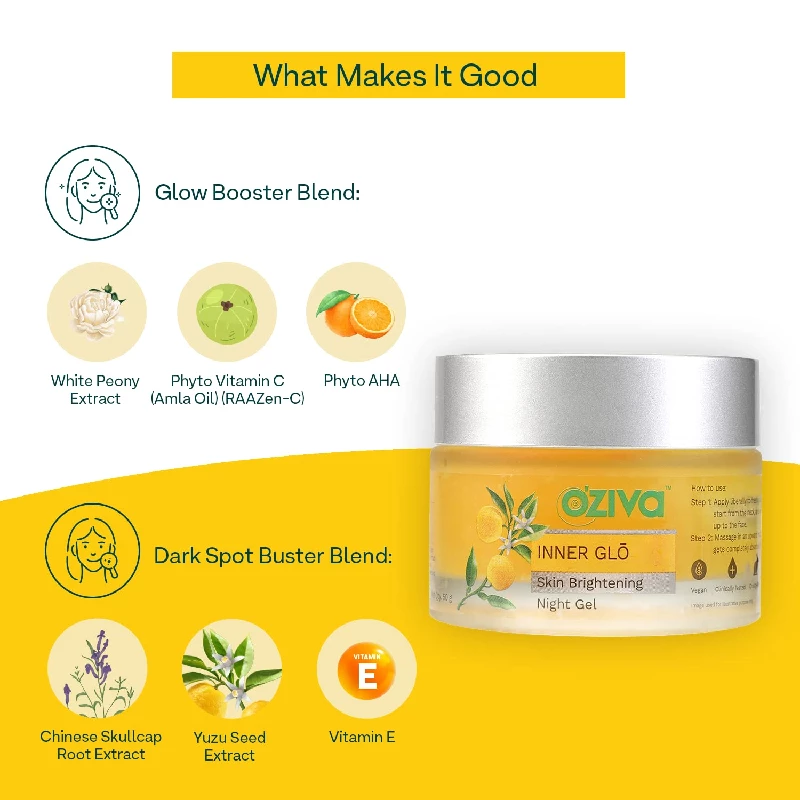 Oziva Inner Glo Skin Brightening Night Gel - Image 3