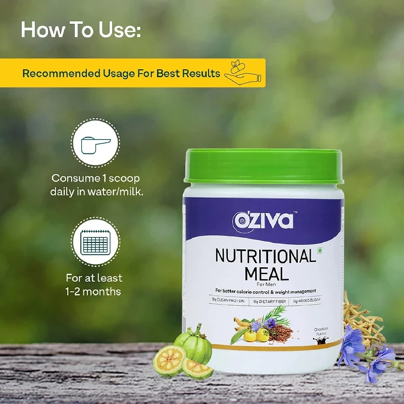 Oziva Nutritional Meal for Men Meal Replacement Shake for Weight Management Chocolate - Image 2