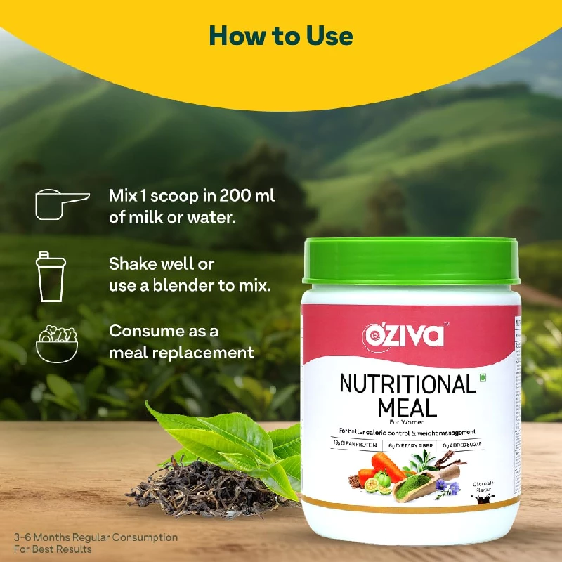 Oziva Nutritional Meal for Women Meal Replacement Shake for Weight Management Chocolate - Image 4