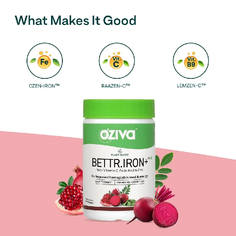Oziva Plant Based Bettr.Iron+ With Vitamin C, Folic Acid, Zinc Supplements - Image 4
