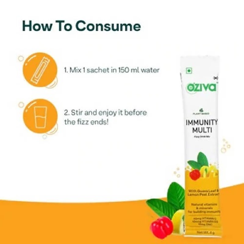 Oziva Plant Based Immunity Multivitamins Fizzy Drink Mix 4g - Image 3