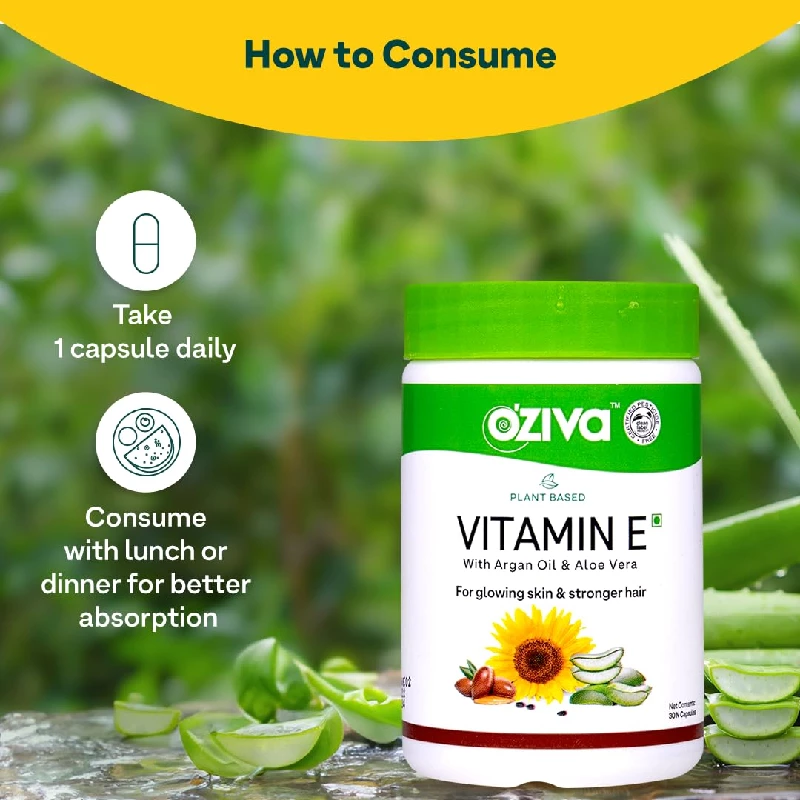 Oziva Plant Based Natural Vitamin E Capsules for Face & Hair - Image 3