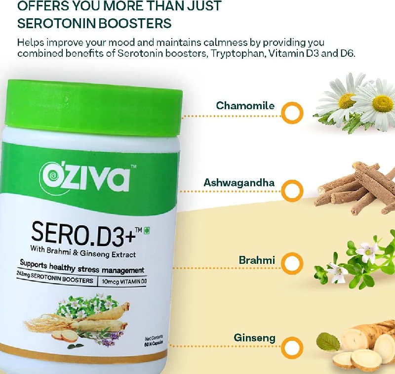 Oziva Sero.D3+ with Vitamin D3, Brahmi & Ginseng Extract Capsule - Image 3