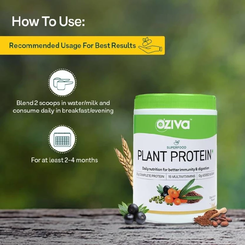 Oziva Superfood Plant Protein for Better Digestion,Melon Plant-Based Protein - Image 6