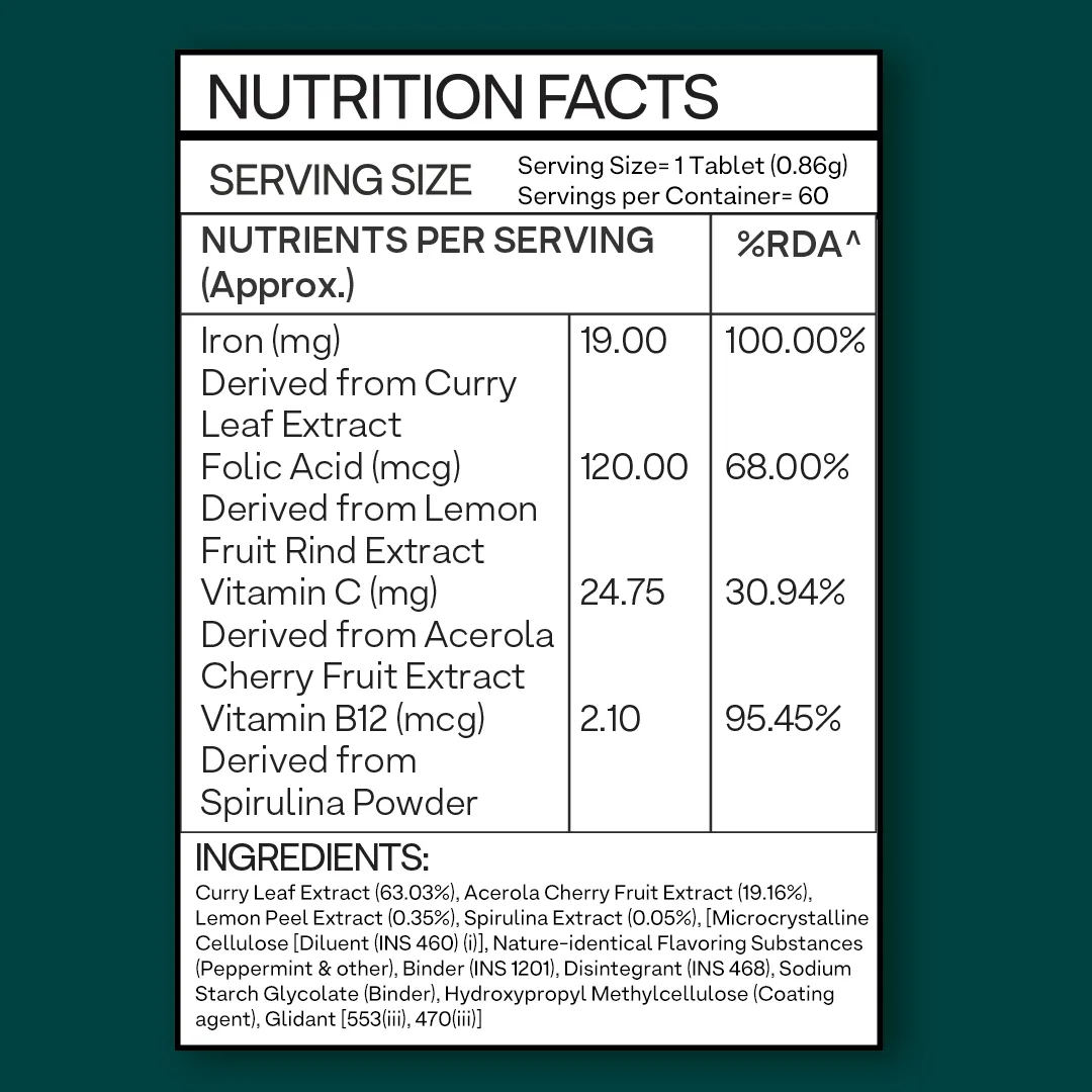 Oziva Iron with Folic Acid + Vitamin C & B12 - Image 8
