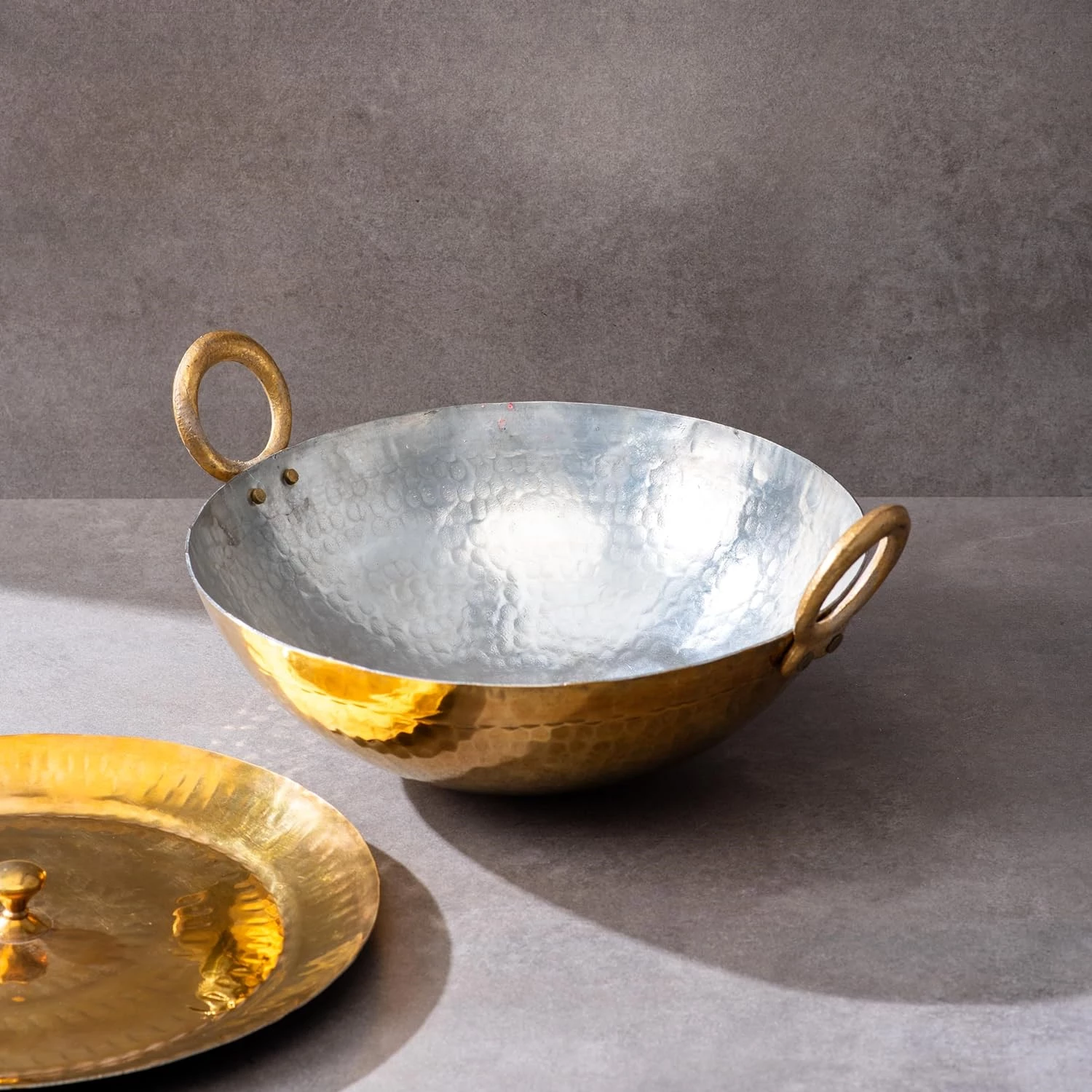 P TAL Brass Kadhai with Lid Teflon Free Naturally Non Stick Brass Kadhai