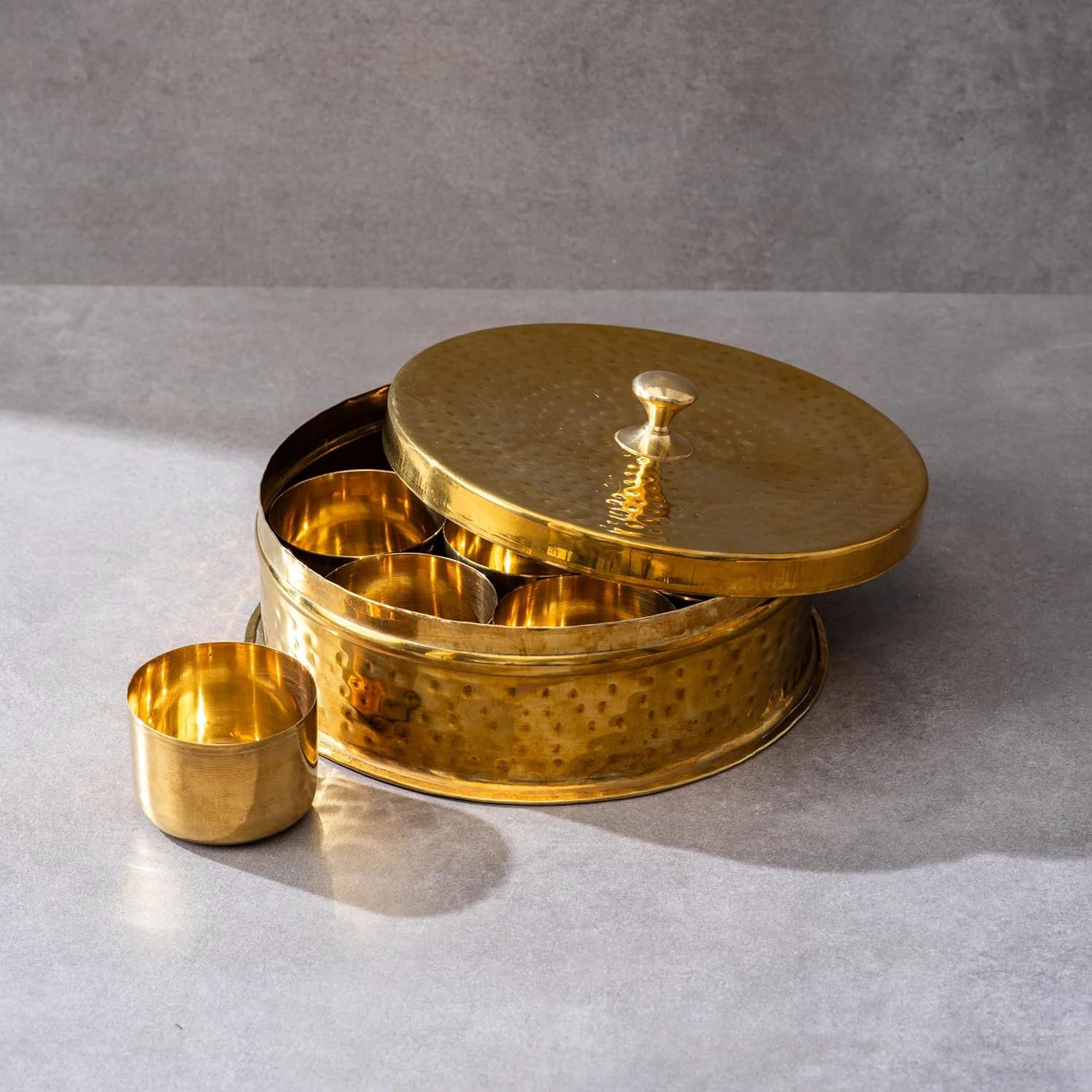 P Tal Brass Masala Box For Kitchen
