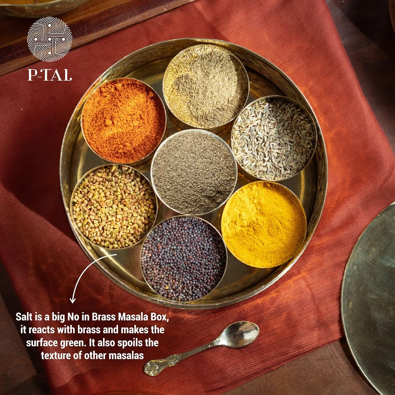 P TAL Brass Masala Box for Kitchen - Image 4