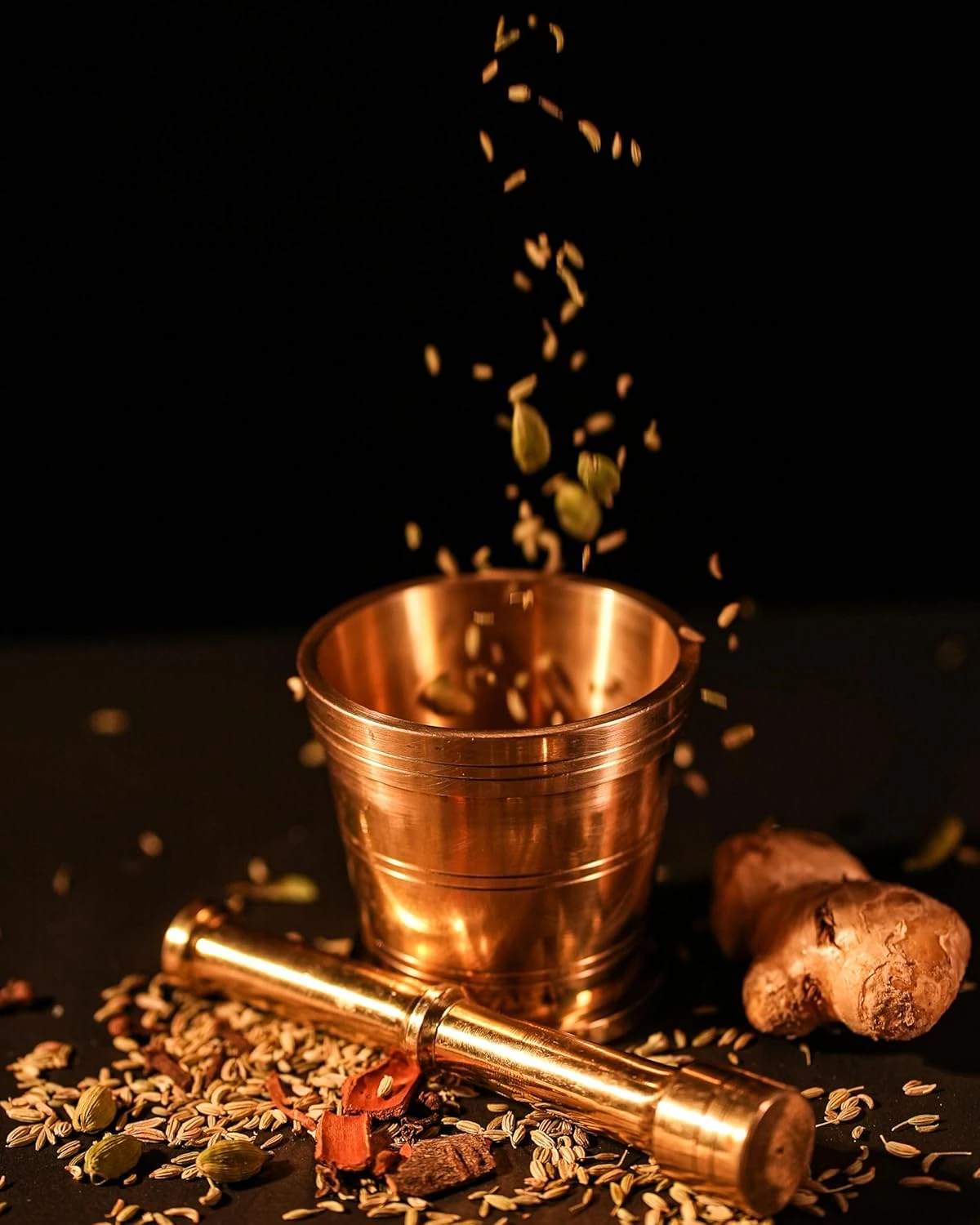 P TAL Brass Mortar and Pestle Set Pure Brass Okhli Imam Dasta - Image 3