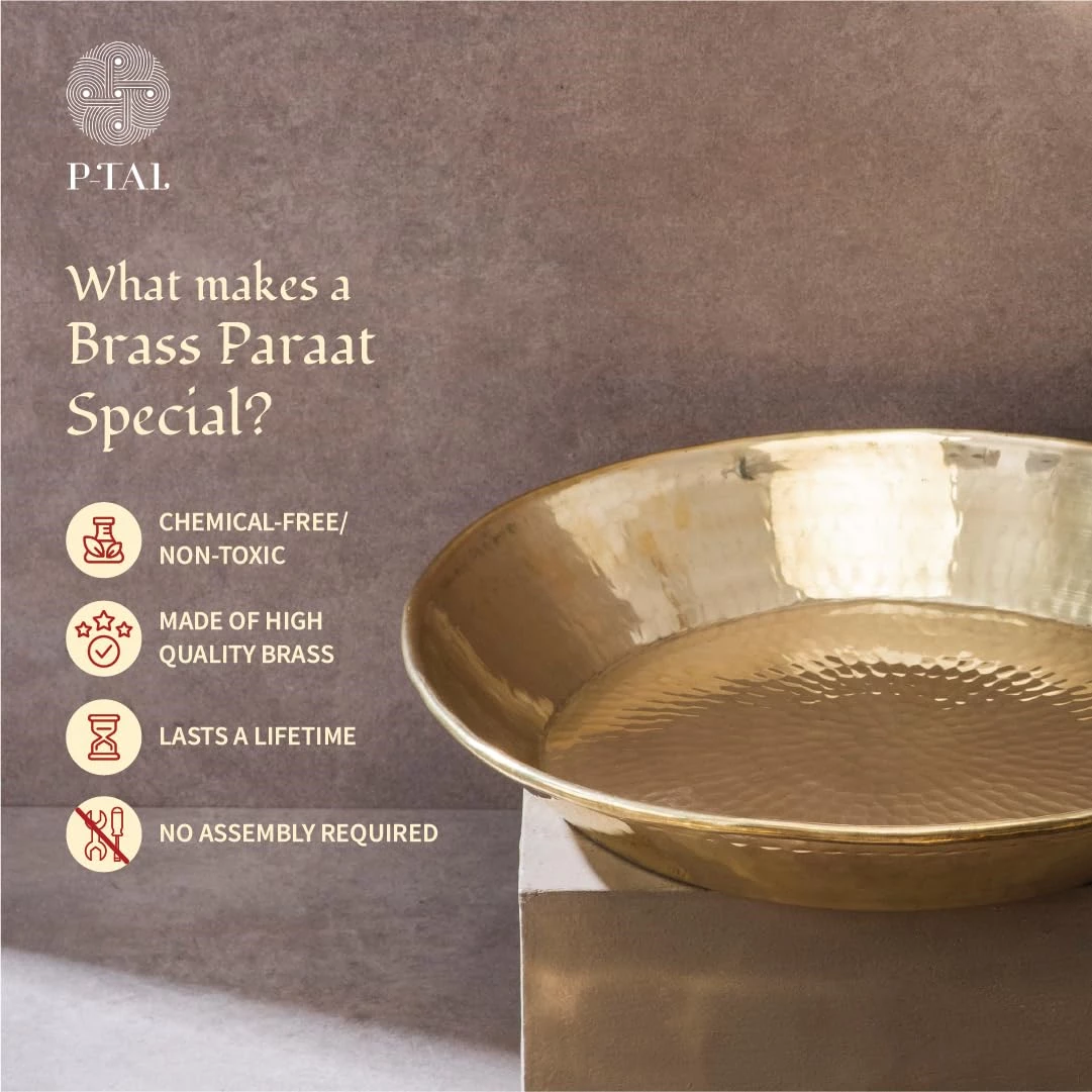 P TAL Brass Paraat for Dough Atta Kneading Thaal - Image 2