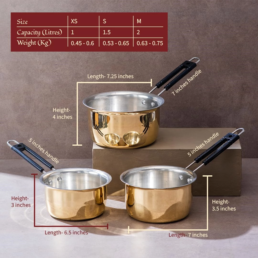 P TAL Brass Saucepan For Tea (1l, 1.5l, 2l) - Image 2