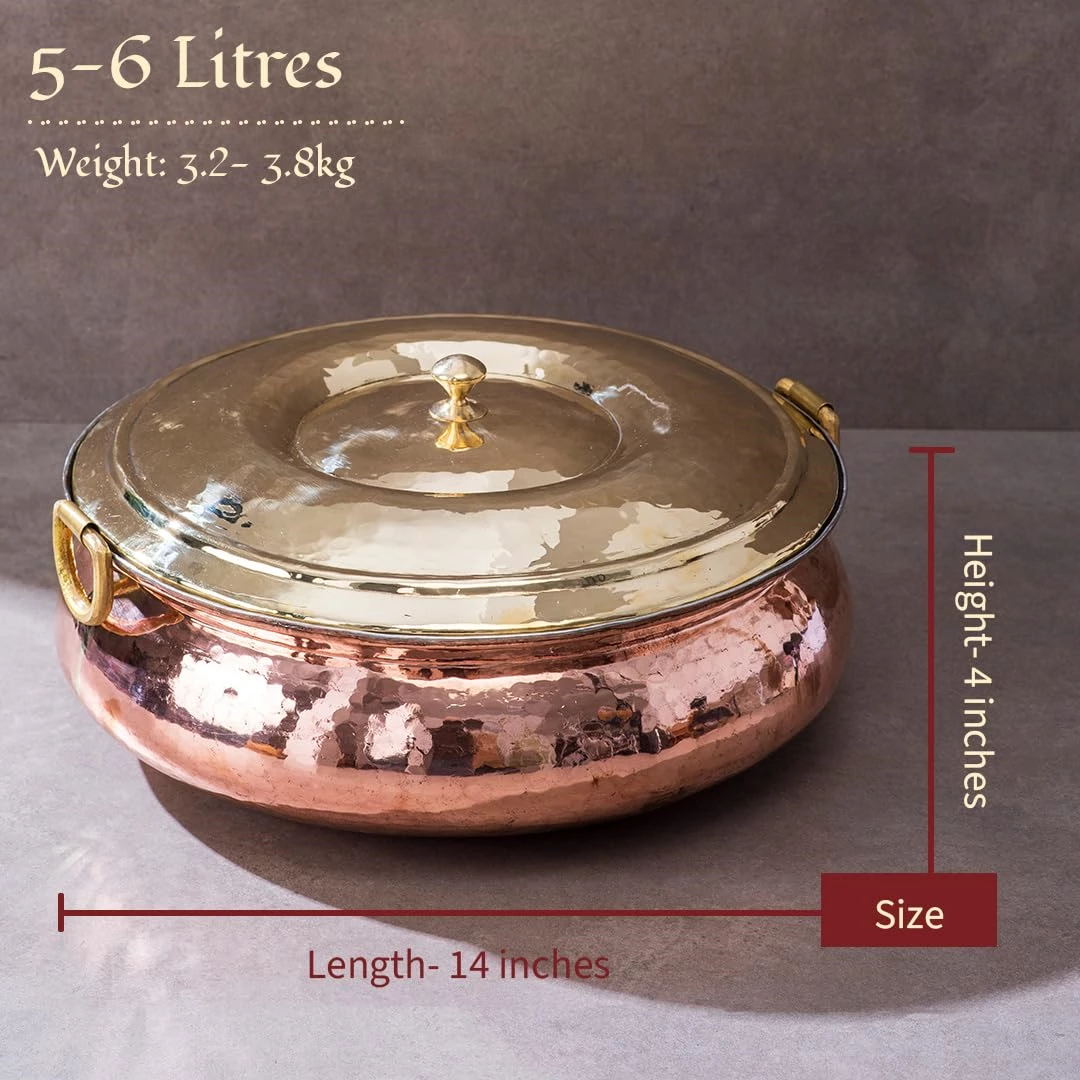 P TAL Copper Hammered Lagaan Tin Coated with Lid - Image 2