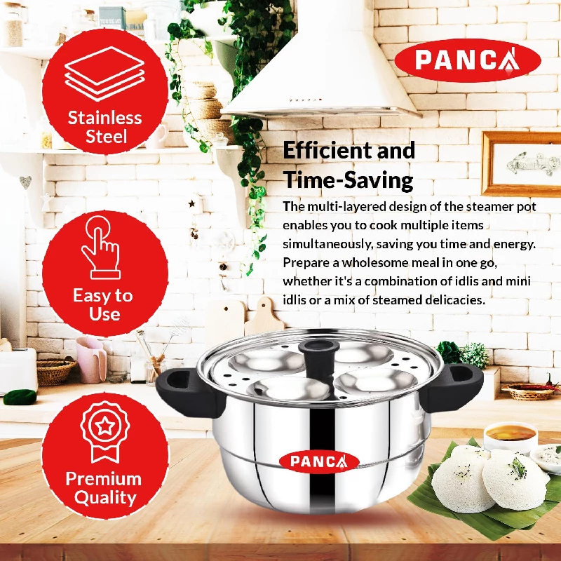 PANCA Idli, Mini Idli, Dhokla Maker Stainless Steel Idly Pot - Image 4