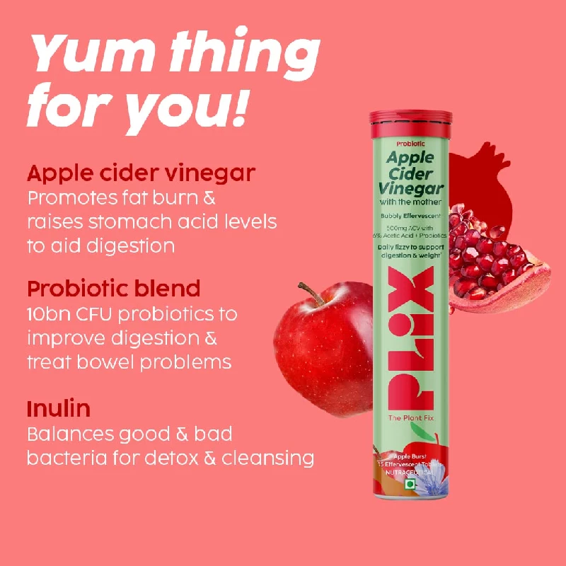 Plix-The Plant Fix Probiotics+ Apple Cider Vinegar Effervescent Tablets - Image 4