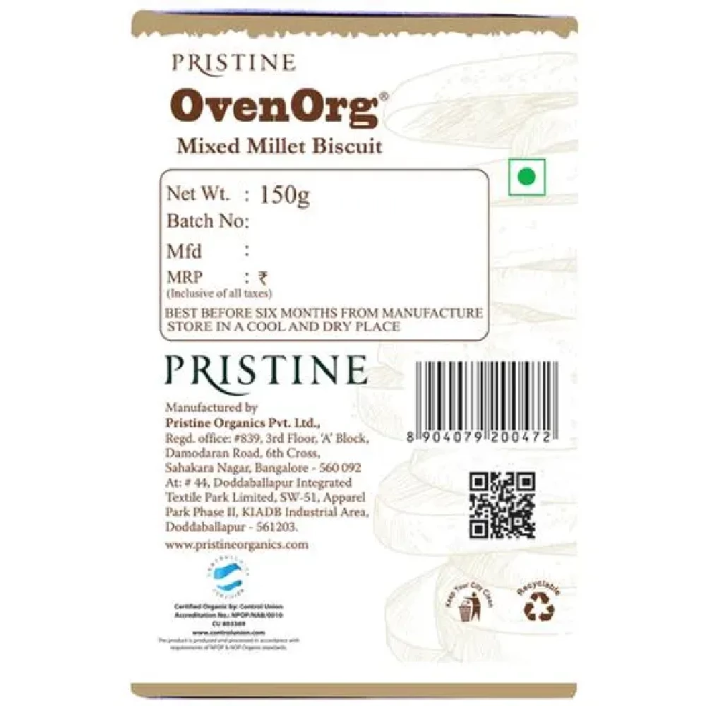 PRISTINE OvenOrg - Organic Mixed Millet Biscuits, Diet - Image 2