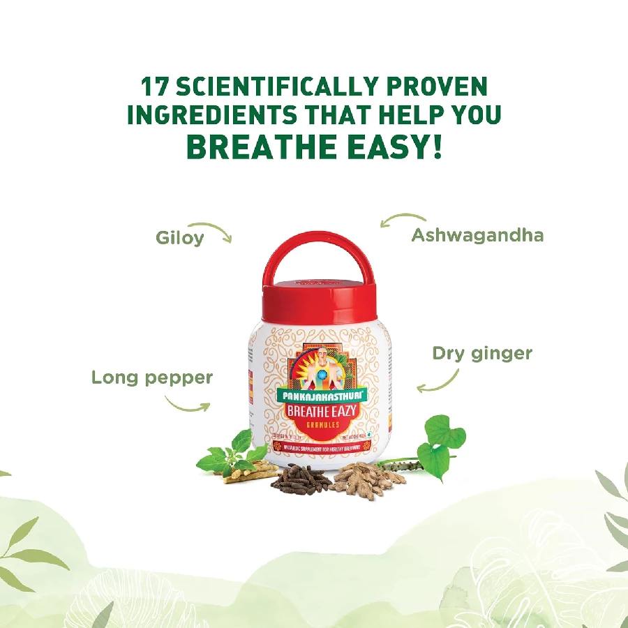 Pankajakasthuri Breathe Eazy Granules | Ayurvedic Respiratory Support Supplement | 15 Natural Herbs Formulation-3