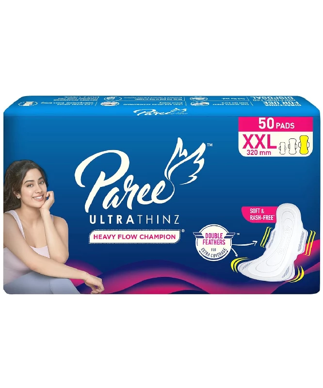 Paree Ultra Thinz Soft & Rash Free Double Feathers XXL Tri-Fold Sanitary Pads Paree Ultra Thinz Soft & Rash Free Double Feathers XXL Tri-Fold Sanitary Pads-Pack Size-50 Pads