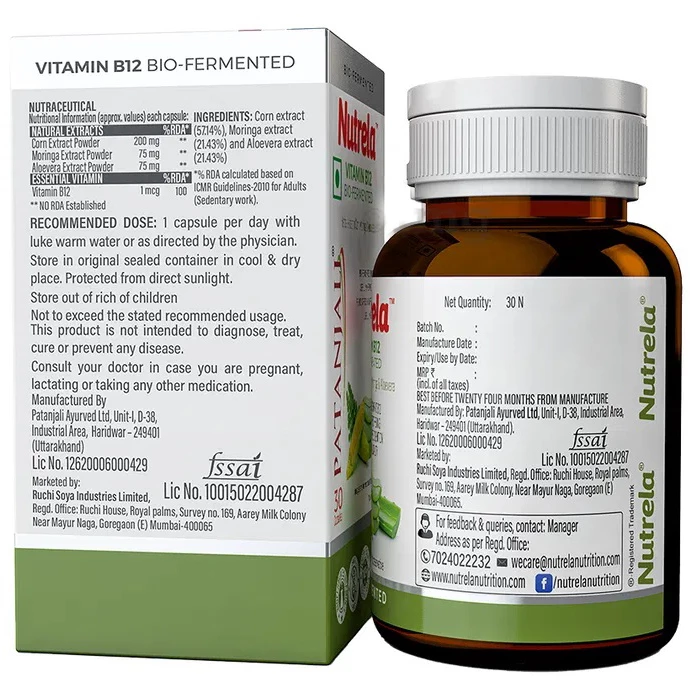 Patanjali Nutrela Vitamin B12 Bio-Fermented Capsules - Image 2