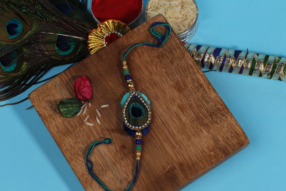 Peacock Feather Rakhi - Image 1